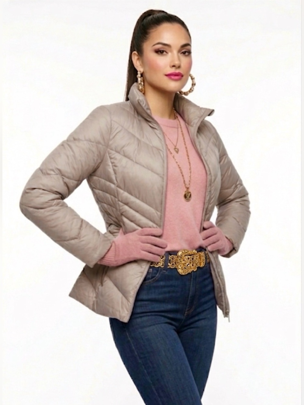 PRETTY PRESTON & YORK LIGHTWEIGHT PUFFER JACKET IN THE COLOR PLATINUM